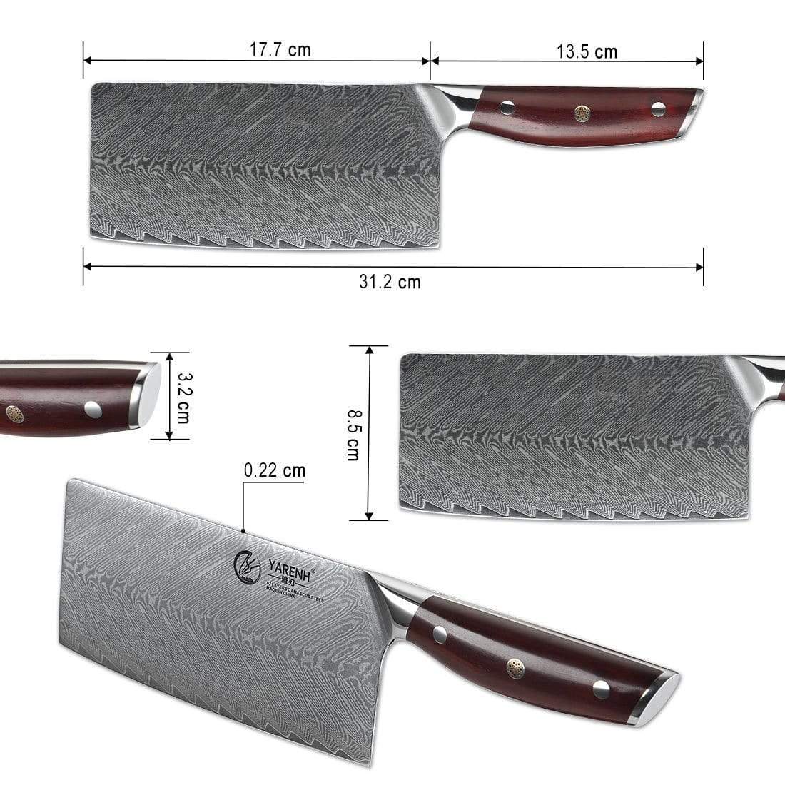 KTF Series - Damascus Chinese Cleaver Knife 7 inch yarenh Damascus Steel