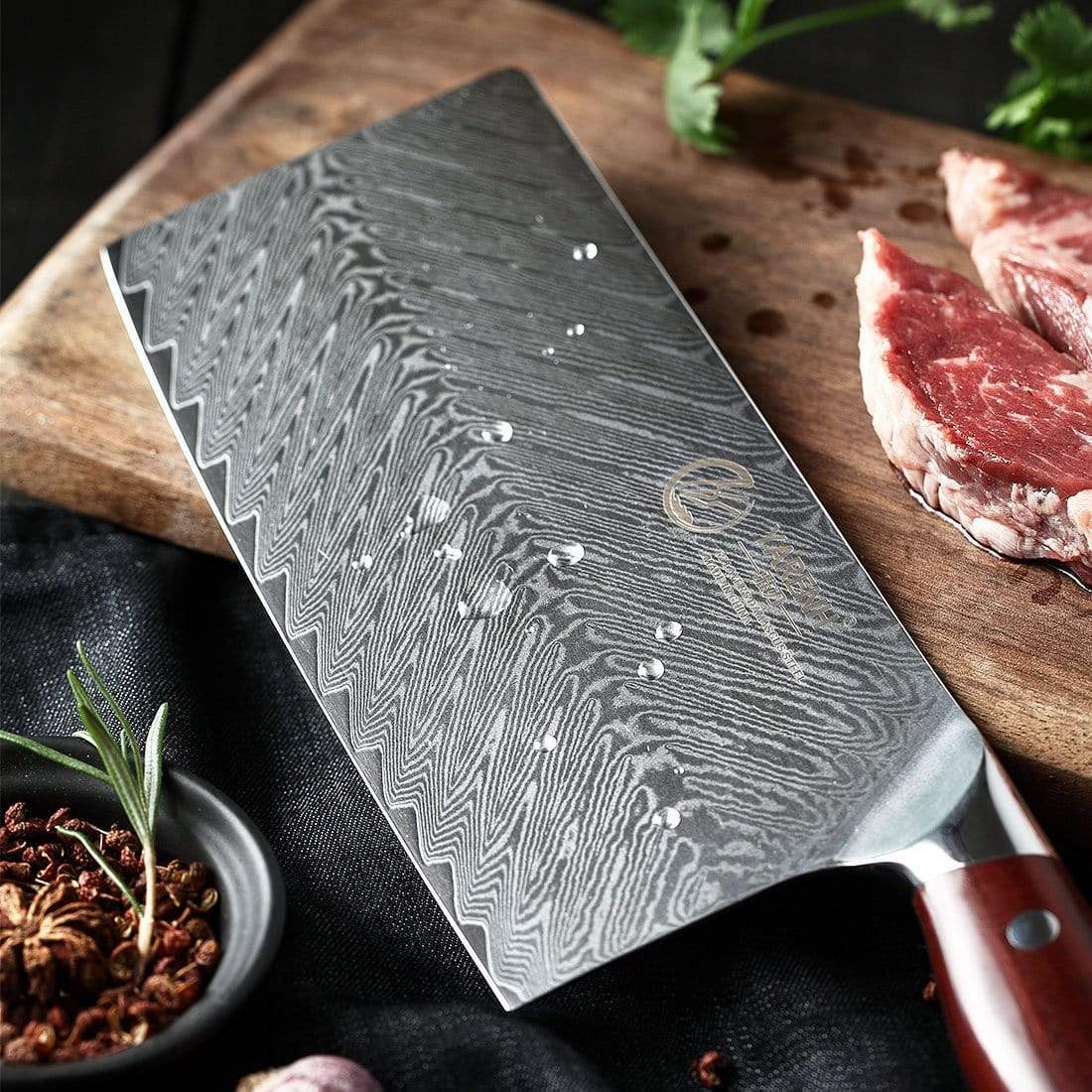 KTF Series - Damascus Chinese Cleaver Knife 7 inch yarenh Damascus Steel