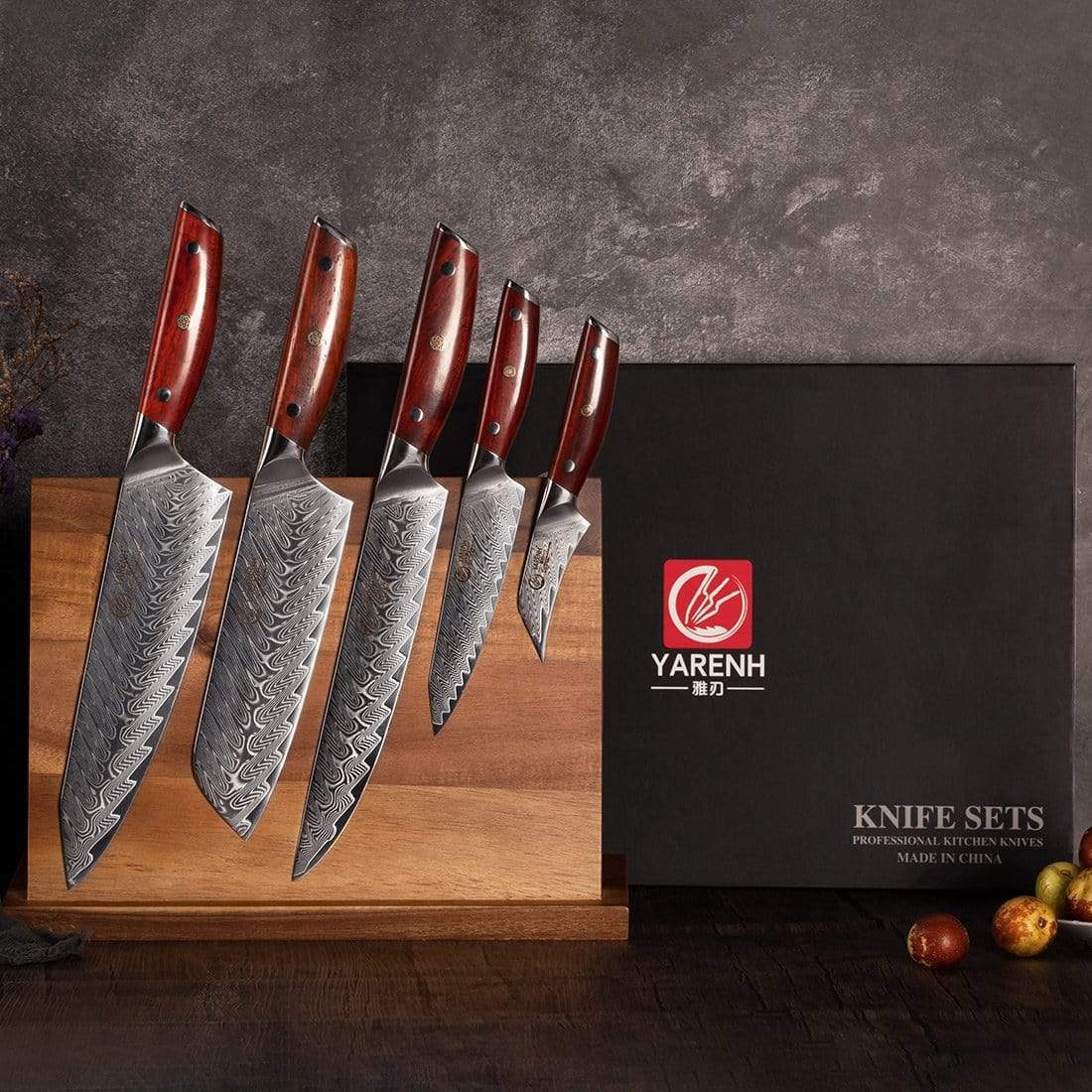 KTF Series - Damascus santoku knife set 5-piece set yarenh Damascus Steel