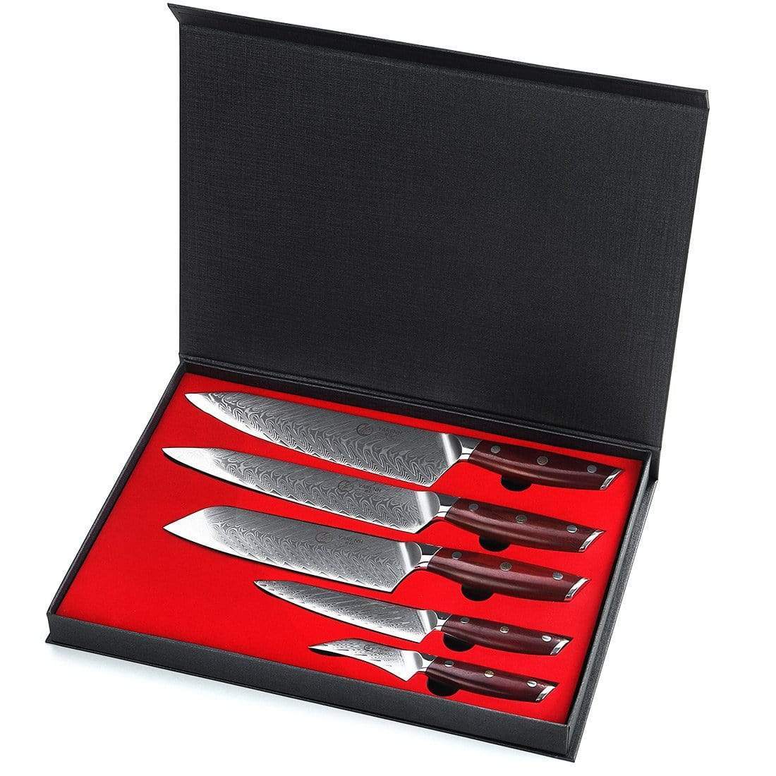 KTF Series - Damascus santoku knife set 5-piece set yarenh Damascus Steel