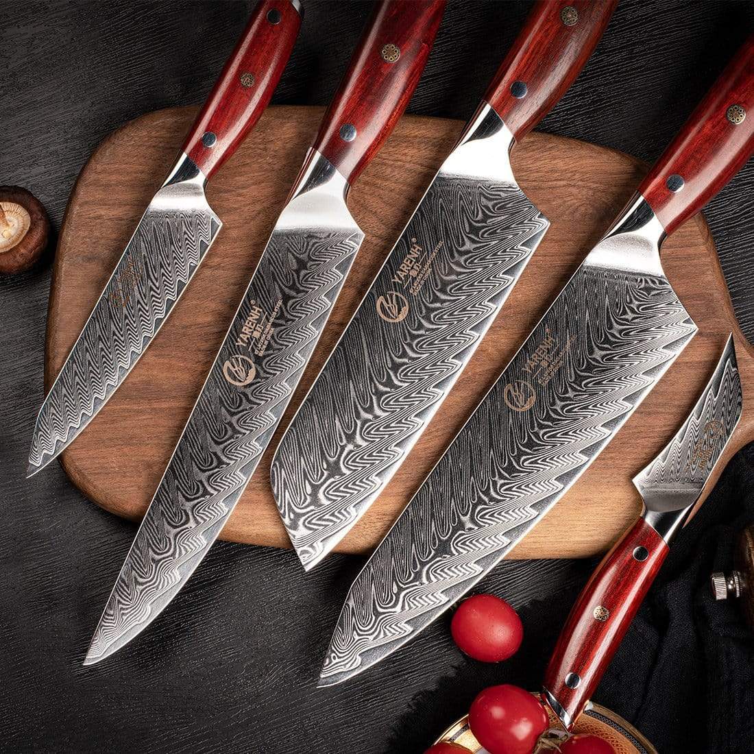 KTF Series - Damascus santoku knife set 5-piece set yarenh Damascus Steel