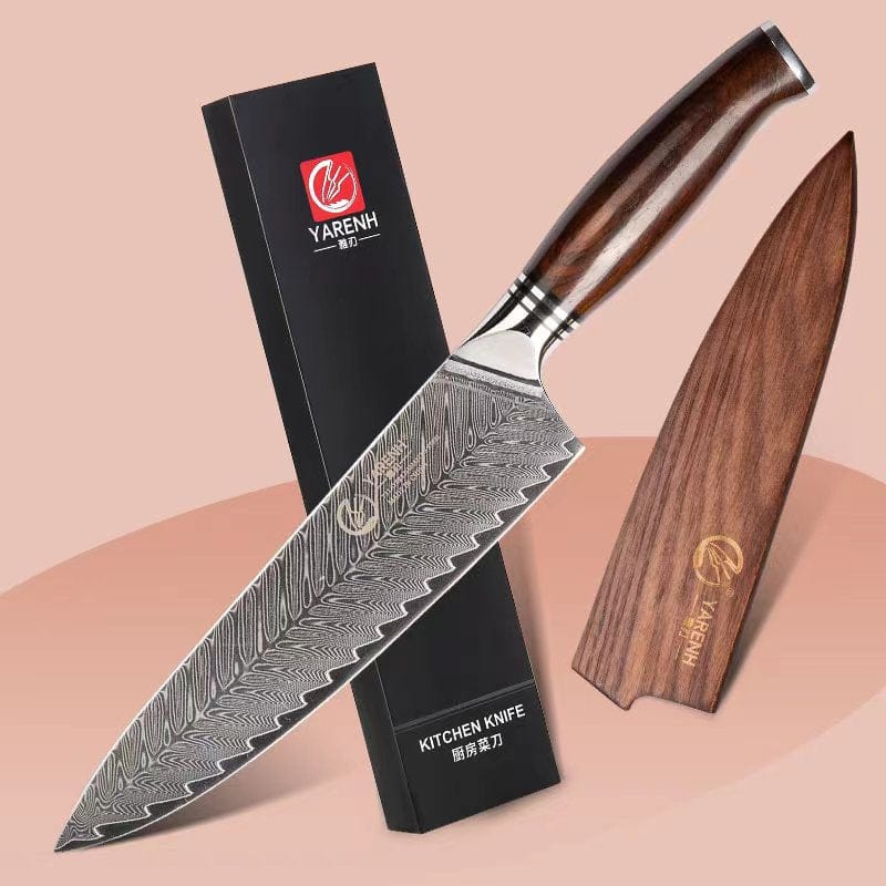 YARENH Knife Set with Magnetic Block 5 Piece, Professional Kitchen Knife  Set, 73 Layers Damascus High Carbon Stainless Steel, Natural Sandalwood